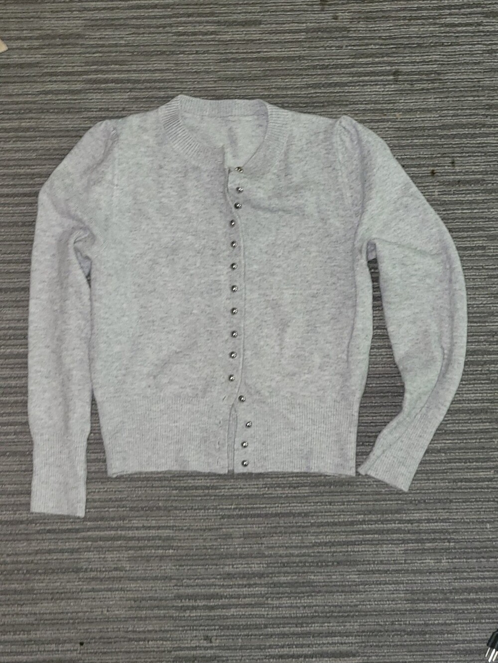 Commense Light Gray Women’s Cardigan with Silver Stud Buttons